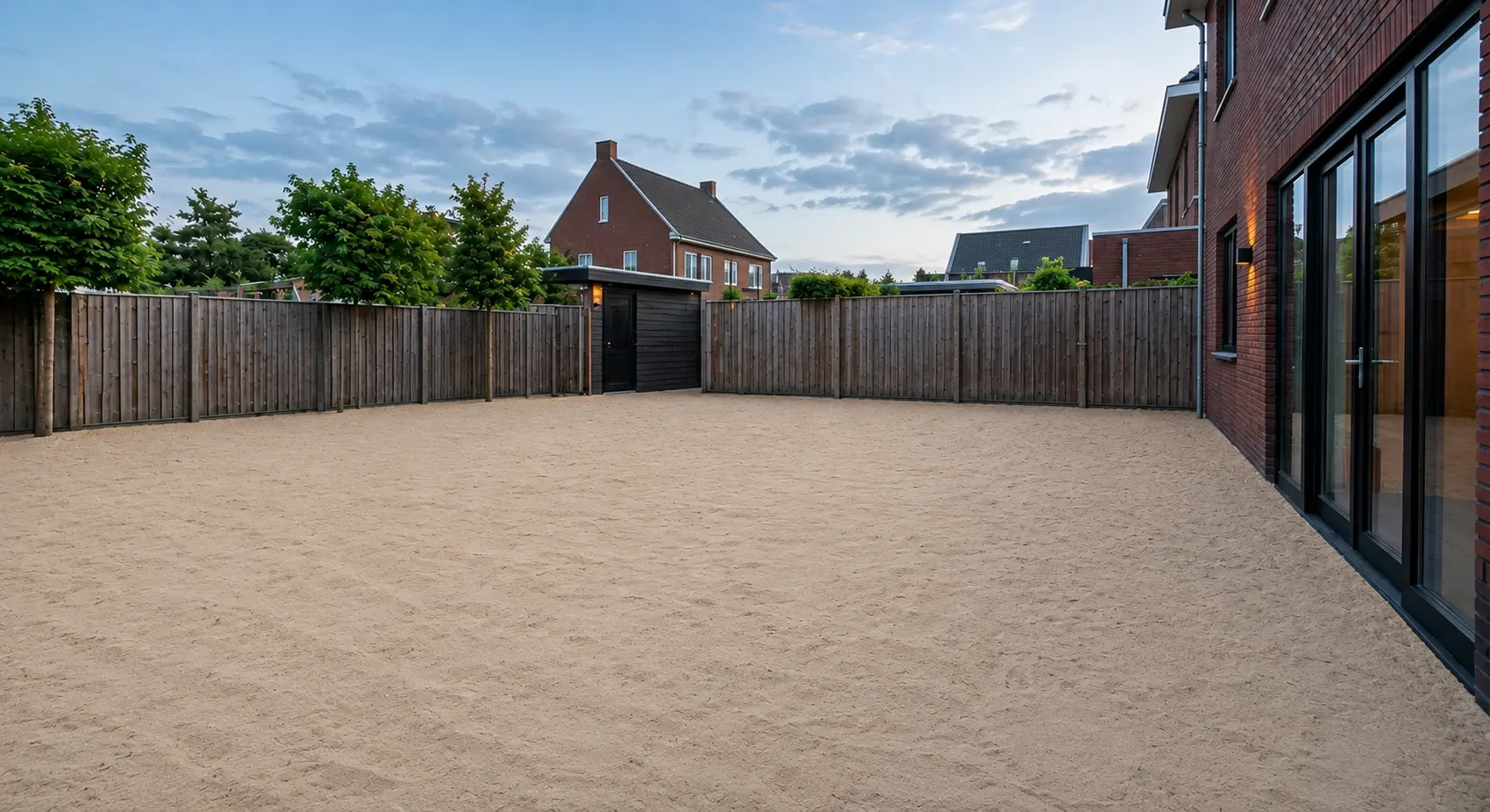 Lege zandvlakte voor aanleg